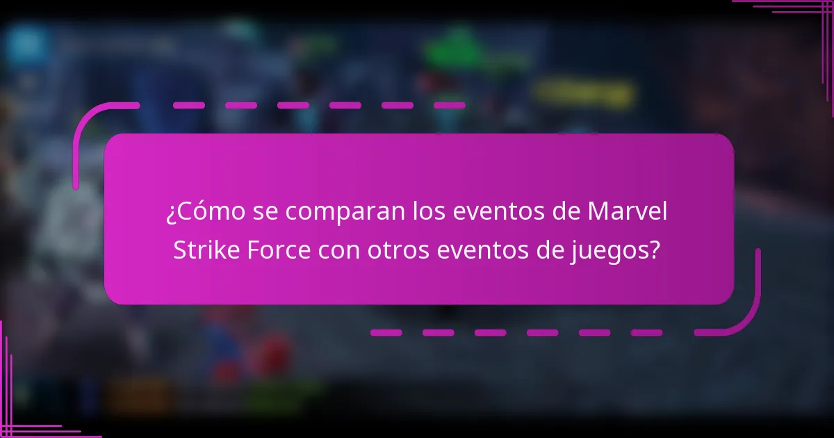 ¿Cómo se comparan los eventos de Marvel Strike Force con otros eventos de juegos?