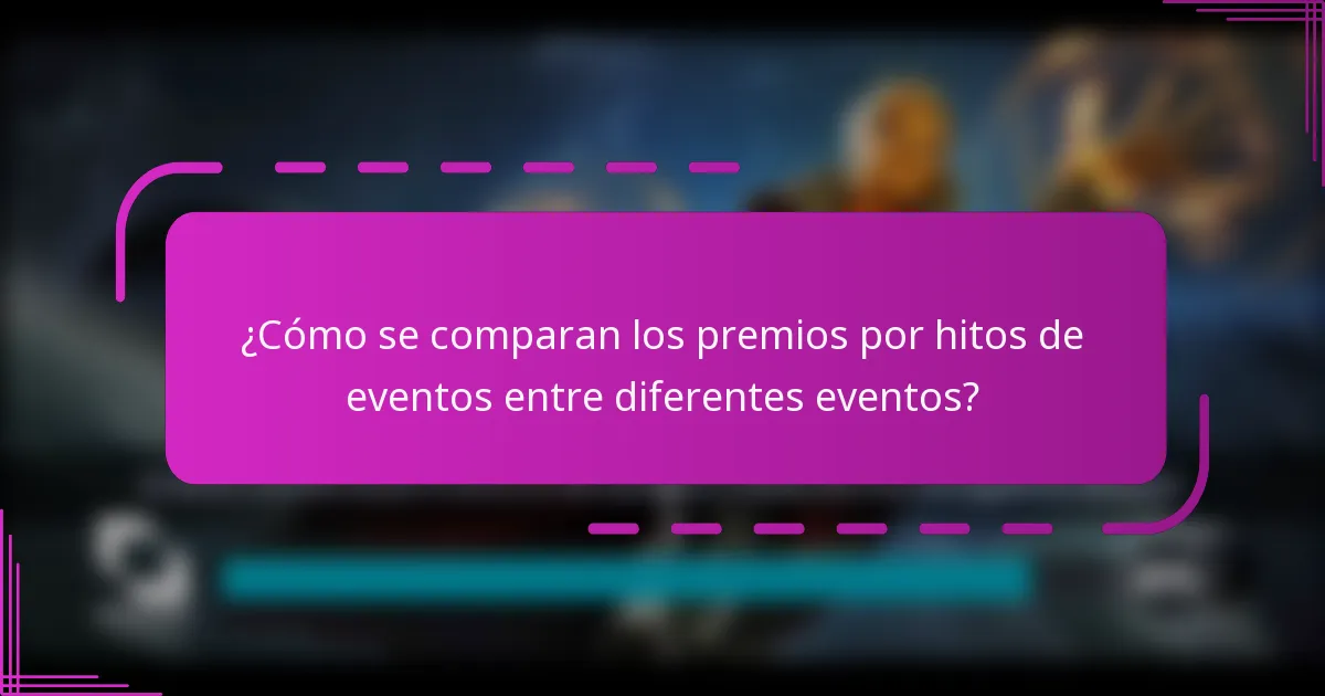 ¿Cómo se comparan los premios por hitos de eventos entre diferentes eventos?