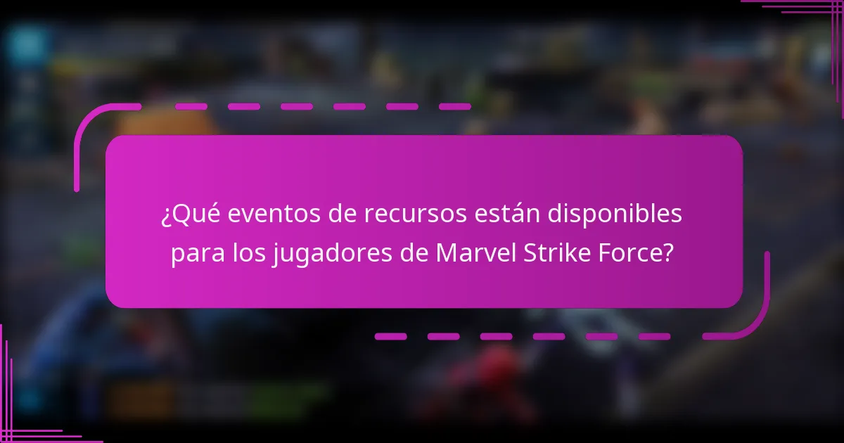 ¿Qué eventos de recursos están disponibles para los jugadores de Marvel Strike Force?