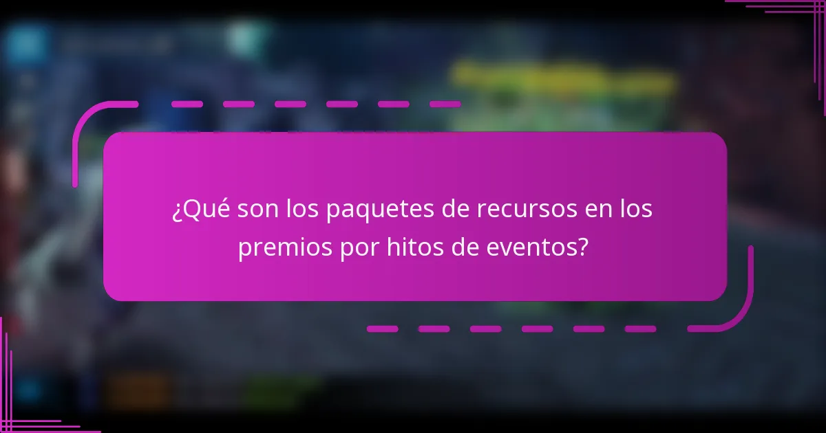 ¿Qué son los paquetes de recursos en los premios por hitos de eventos?